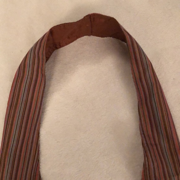 Missoni-like, orange brown and gray stripe, boho festival bag tie closure, lined - Picture 4 of 10